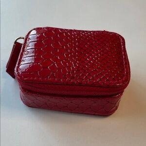 Red Faux Snakeskin Pill Case